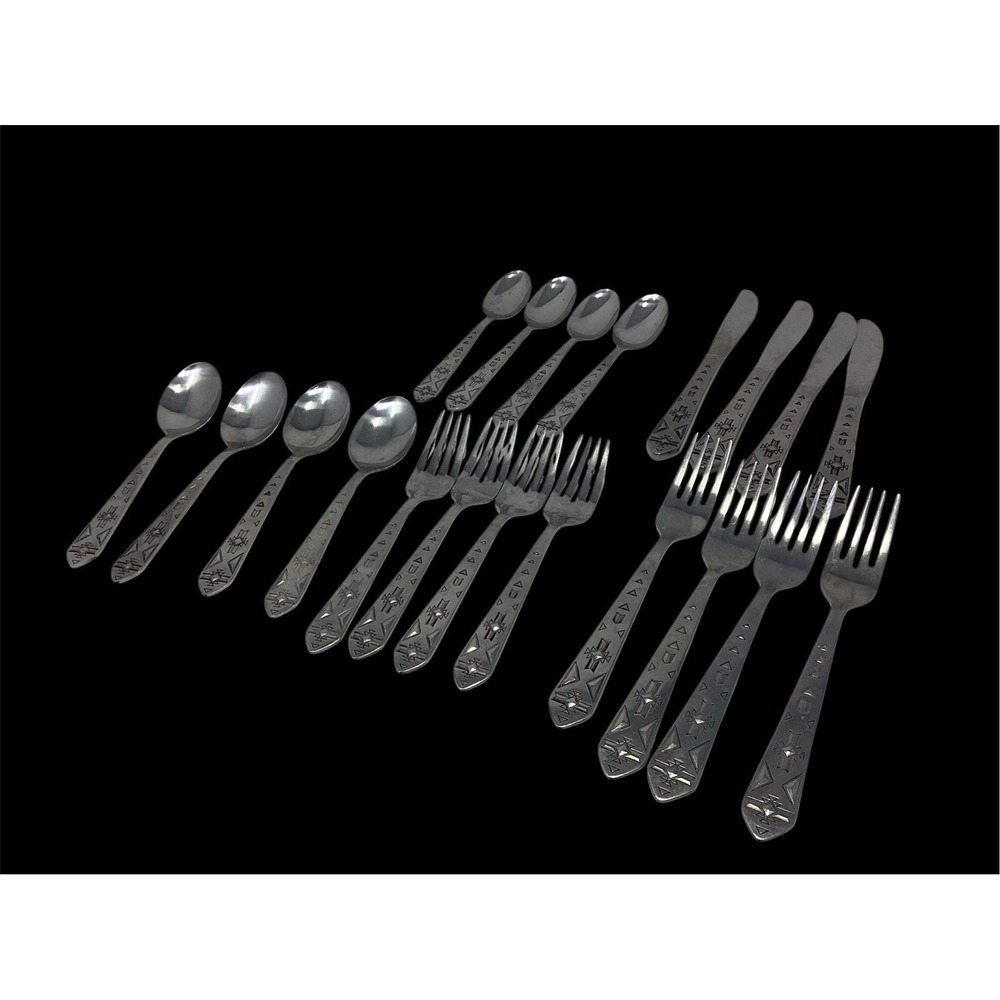 20 Piece INTERNATIONAL Pueblo STAINLESS HEAVY DUTY Flatware Set Korea